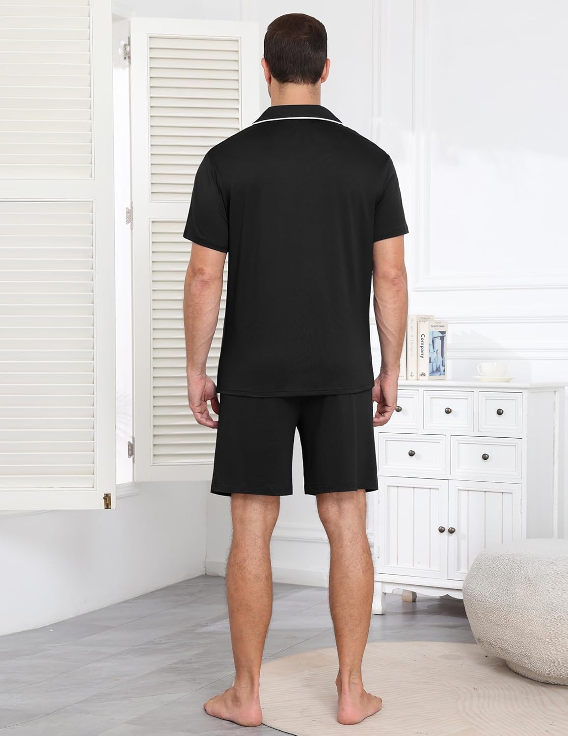 Ekouaer Mens Pajamas Set Summer Short Sleeve Button Up Pjs 2 Piece Sleepwear with Pockets S-XXXL - Image 5