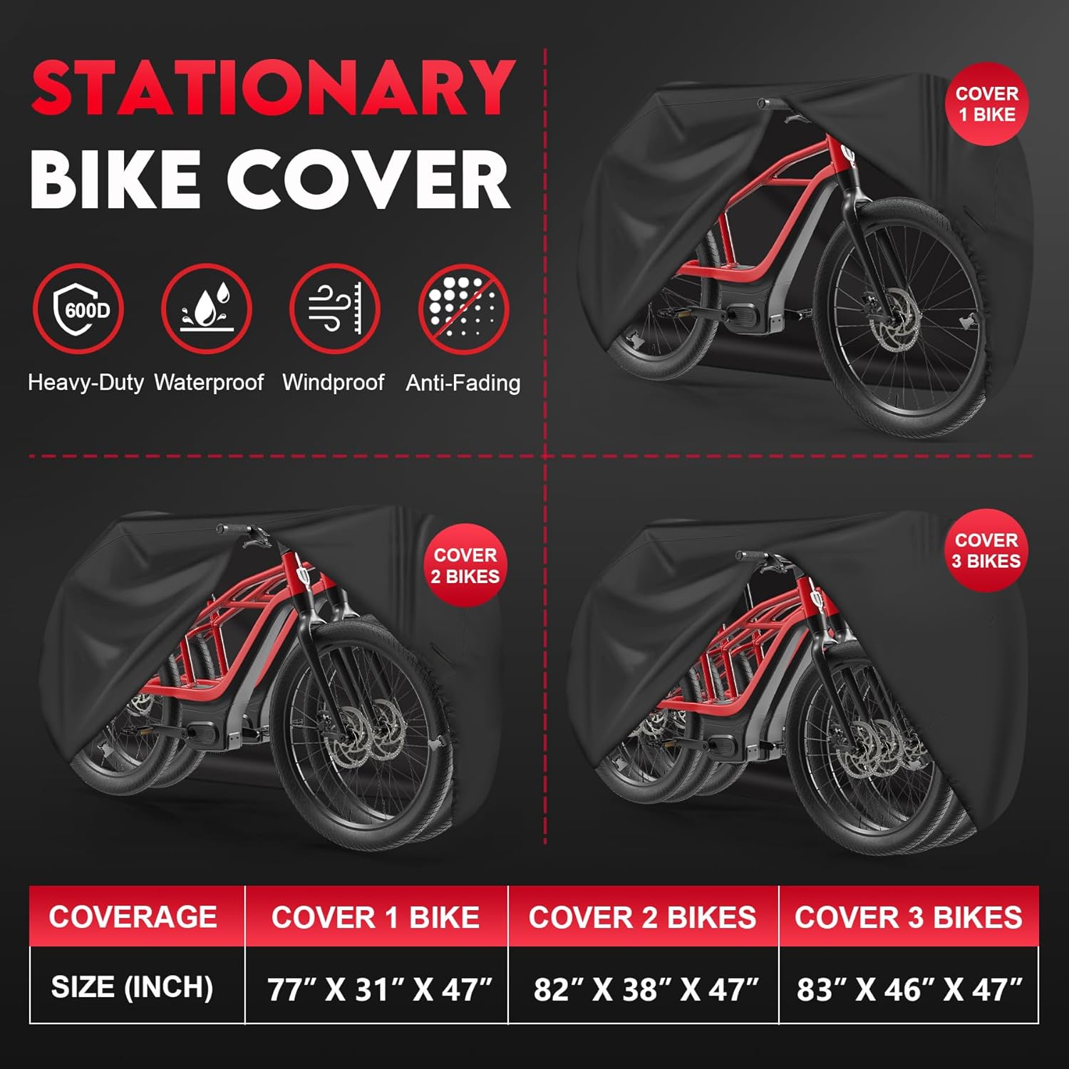 Zettum Bike Cover for 1 Bike - 600D Bike Covers Outdoor Storage Waterproof & Heavy Duty, Bicycle Cover for Single eBike, Mountain Bike, Road Bike, Hybrid Bike, Beach Cruiser Bike, Scooter and More - Image 4