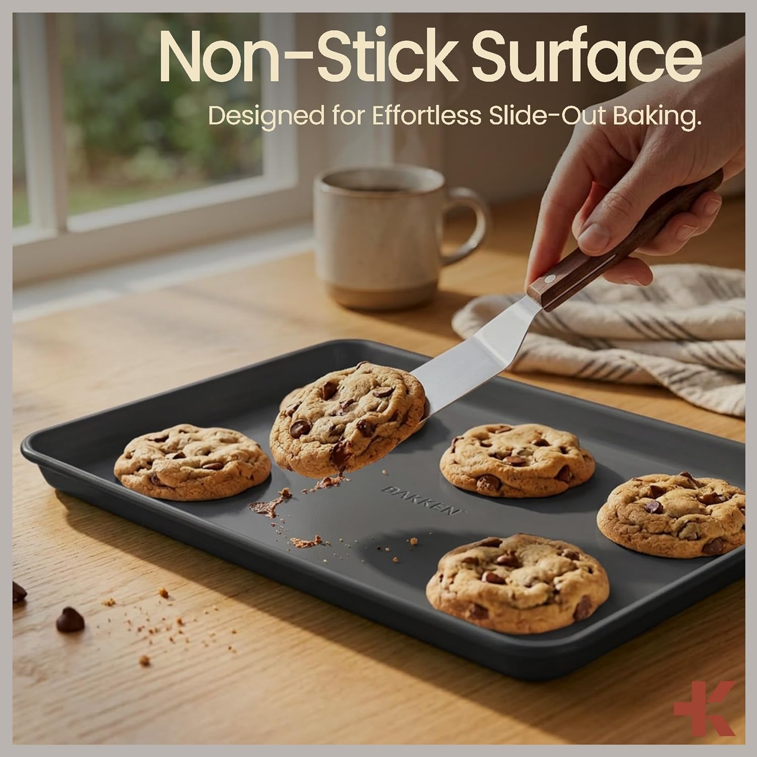 Bakken 8-Piece Ceramic Coated Bakeware Sets, Nonstick Aluminized Steel Pans with Muffin, Loaf, Cake, Roasting Pan, & Cooling Rack, Oven Safe Up To 500°F, Dishwasher Safe, BPA, PTFE & PFAS Free, Black - Image 5