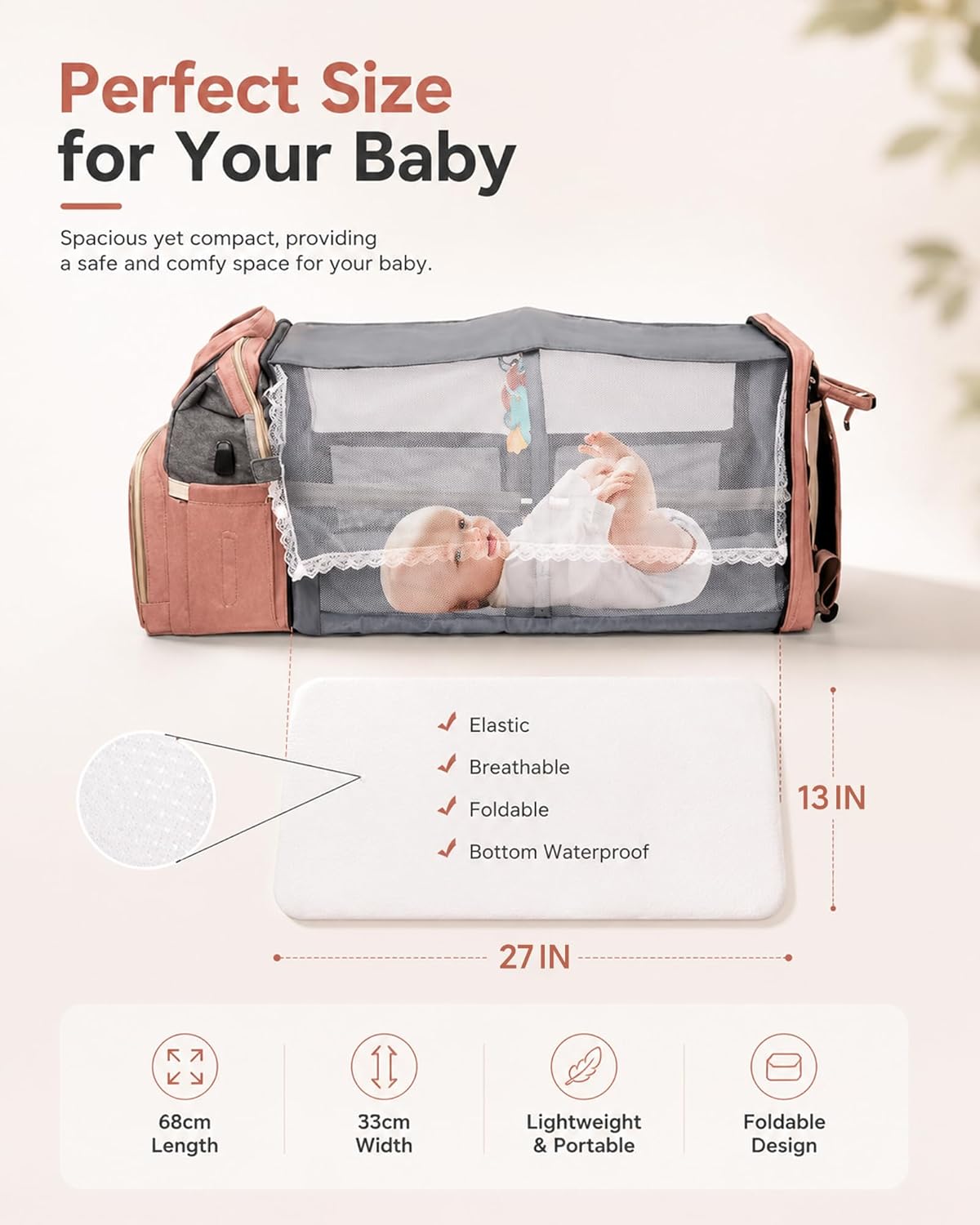 houscly Diaper Bags Backpack for Baby Boy : Large Baby Bag for Boys Girls Mom Toddler Women Men Dad Big Travel Newborn Essential Baby Registry Search Must Haves Grey - Image 8