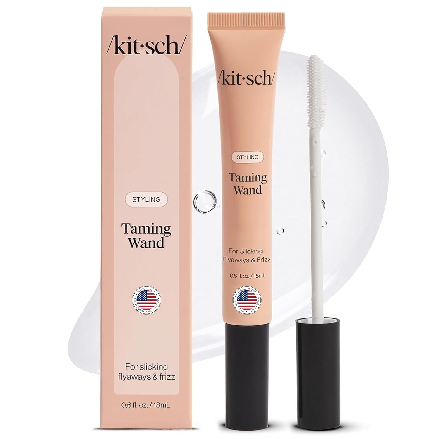 Kitsch Hair Taming Wand - Fly Away Stick For Hair with Biotin, Aloe & Vitamin E | Clear Hair Mascara for Flyaways, Slick Back Style | Travel Size | Ideal Gifts for Women - 18mL