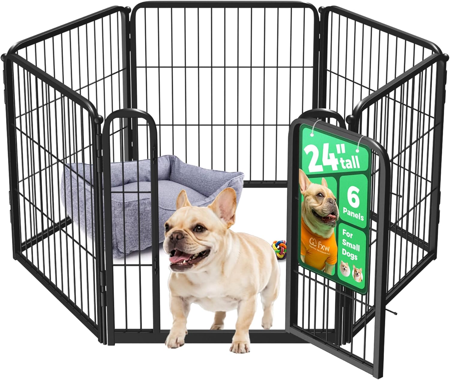 FXW Homeplus Unleashed Indoor Dog Playpen – Stress-Free and Safe Play, Heavy Duty 24 Inch 6 Panels Dog Pen for Puppy and Small Dogs, Black│Patented FXW Homeplus Unleashed Indoor Dog Playpen – Stress-Free and Safe Play, Heavy Duty 24 Inch 6 Panels Dog Pen for Puppy and Small Dogs, Black│Patented