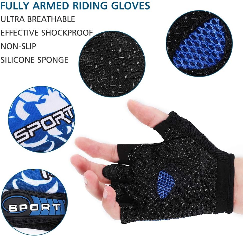 Accmor Cycling Gloves for Women Men, Half Finger Bike Gloves, Road Bicycle Gloves, Shock-Absorbing Anti-Slip Breathable Motorcycle Mountain Bike Gloves for Men Women Adults - Image 2