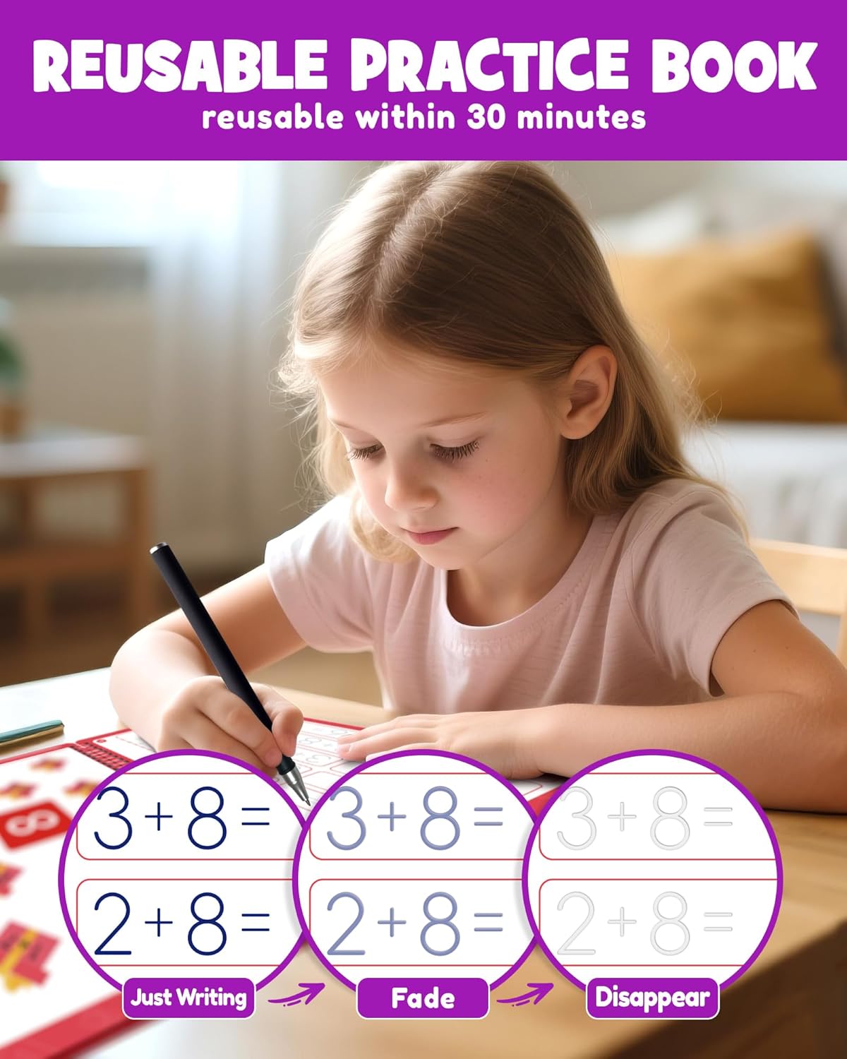 Magic Grooved Writing Practice Books for Kids, Large Grooved Handwriting Copybook, Reusable Learn to Write Number Letter Preschool Tracing Workbook for Kids Ages 3-8, Birthday Gifts Toys - Image 4
