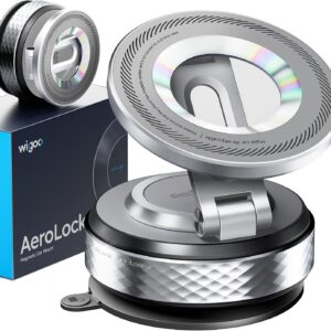Wigoo Vacuum Magnetic Phone Holder for Car for Magsafe [80LBS Suction & 3000gf Magnetic] 360° Adjustable Car Phone Mount, for iPhone 17 Pro Max 16 15 14 13 12 Air Plus, Silver