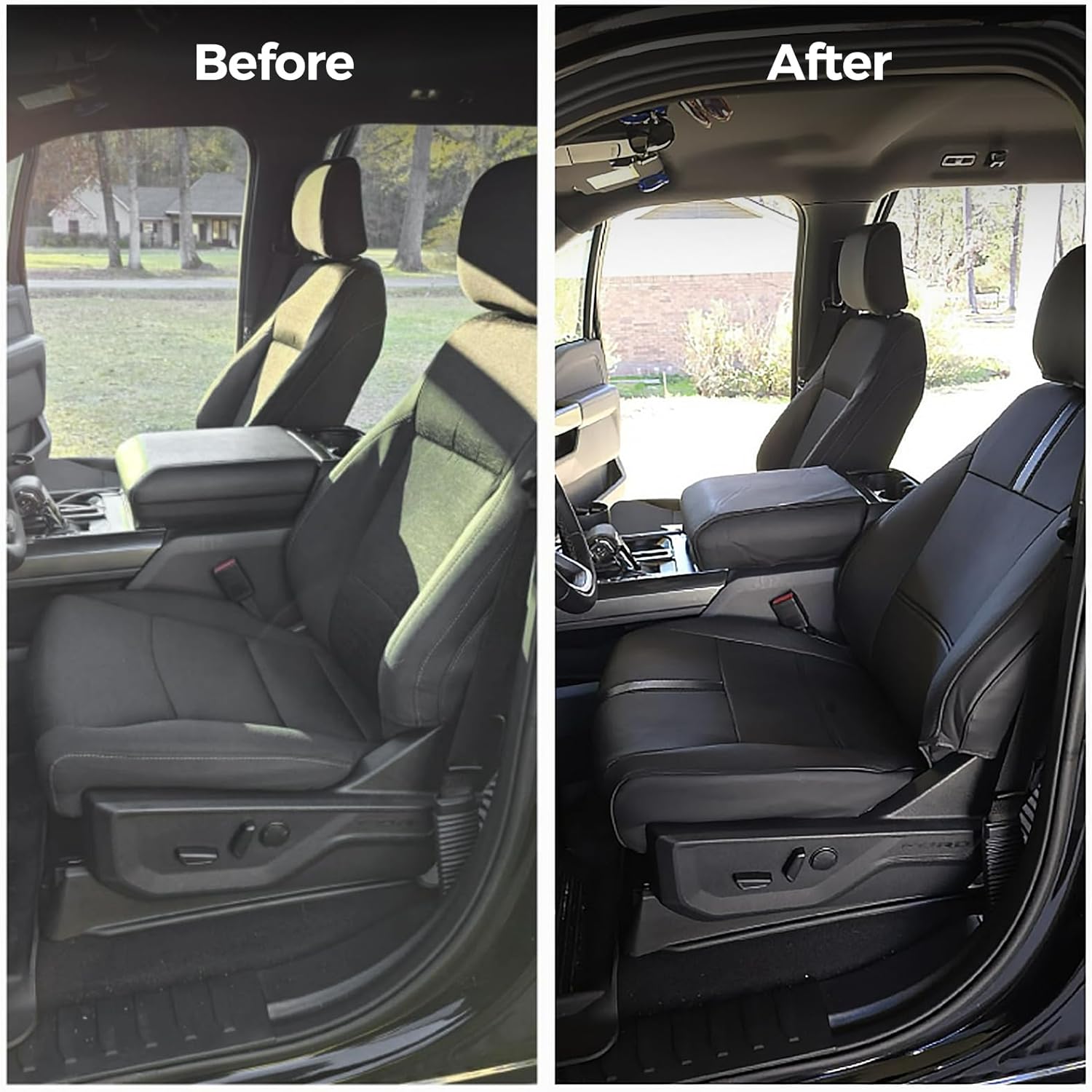 CreekT® Full Set Seat Covers for Ford F150 2015-2026, Waterproof Pickup Custom Fit Faux Leather Seat Covers for Ford F-150 Accessories 2021 2022 2023 2024 2025 2026 Super Crew/Crew Cab(XL,XLT) - Image 5