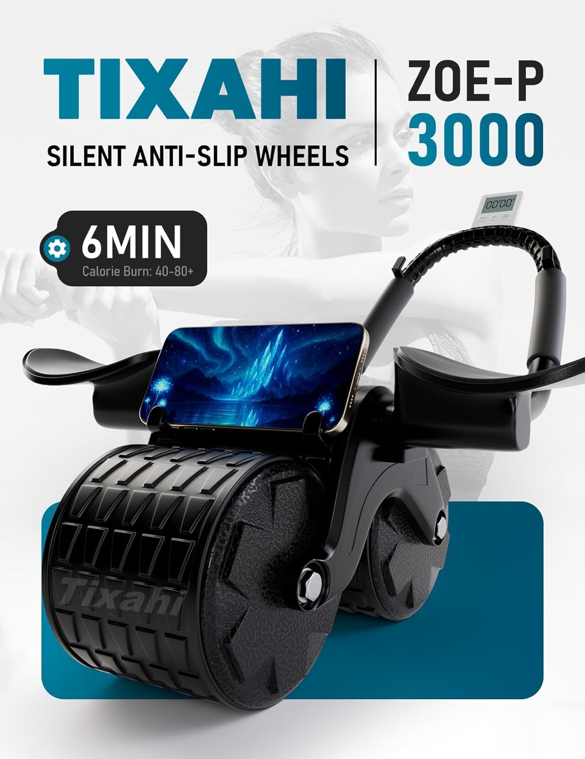 2026 Upgraded Automatic Rebound Ab Roller with Elbow Support, Dual Wide Wheel Ab Workout Equipment for Core Strength Training, Silent Ab Wheel for Beginners Men Women Home Gym Fitness - Image 2