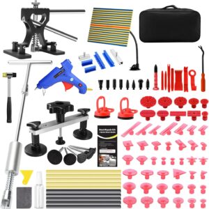 Dent Puller Kit for Car Dent Repair with Dent Reflect Line Board, Lightweight Dent Lifter, Rubber Hammer & Trim Removal Tools Set, Paintless Dent Removal for Auto Body Hail Damge Door Dings