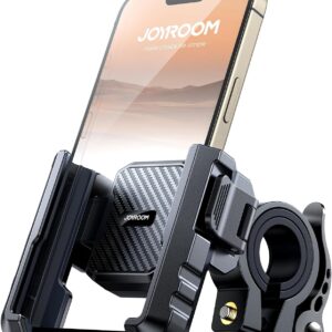 JOYROOM Motorcycle Bike Phone Holder Mount – [Not Block Camera] Bicycle Phone Holder Handlebar Cell Phone Clamp – [Silicone Wrapped] Scooter Phone Holder for iPhone Samsung 4.7”-7” Smartphones