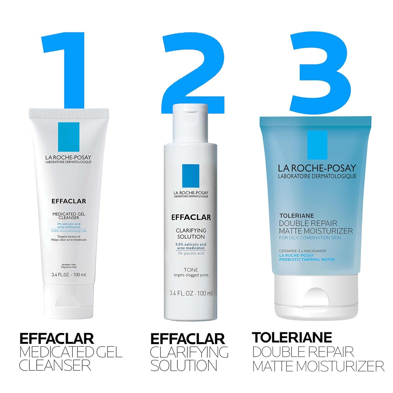 Effaclar Daily Acne Essentials Kit, Acne Treatment System, Salicylic Acid Acne Cleanser, Pore Refining Toner, & Matte Face Moisturizer for Oily Skin & Combination Skin, Oil-Free, 2 Month Supply - Image 8
