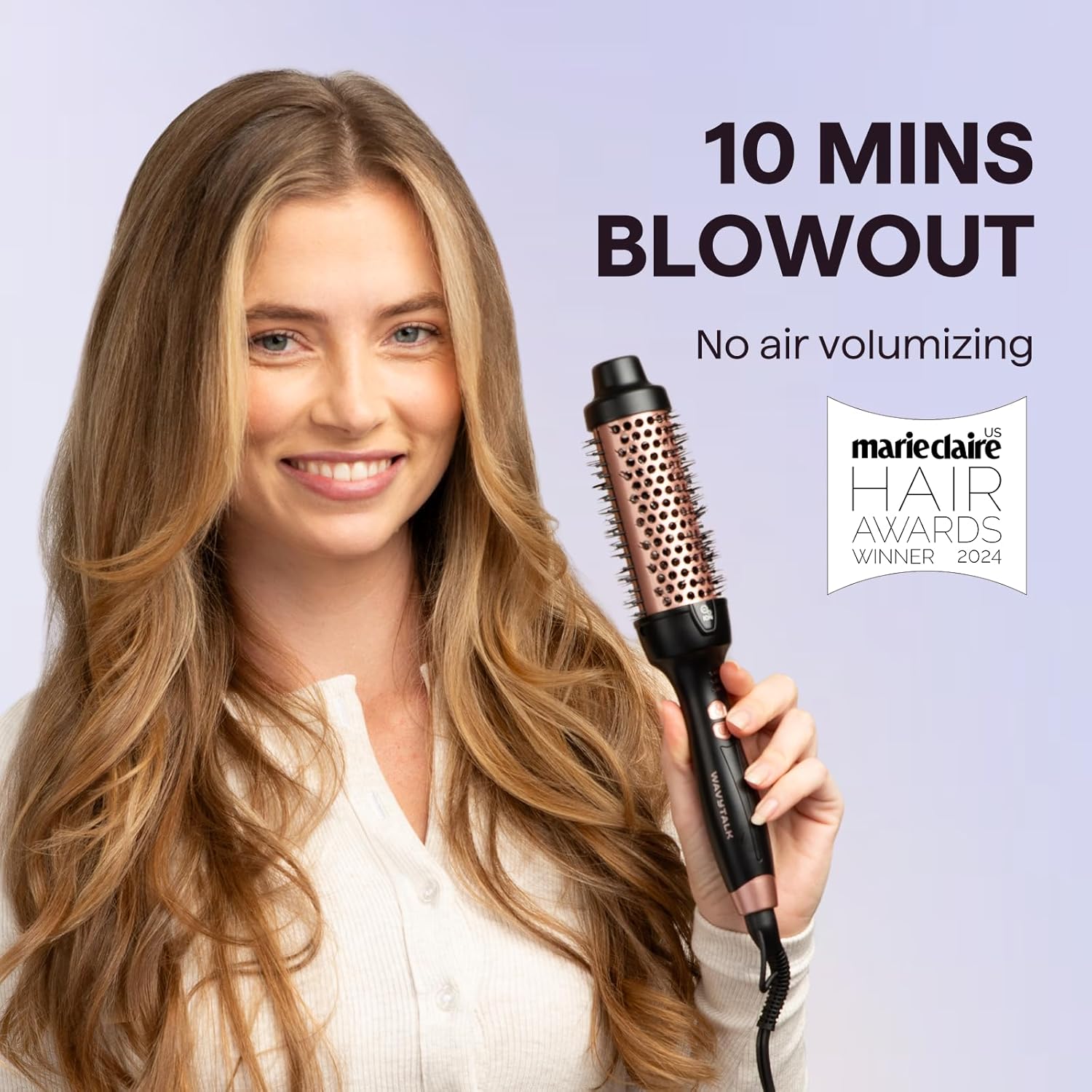 Wavytalk Updated Version Thermal Brush for Blowout Look, Blowout Express 1.5 Inch Ionic Thermal Round Brush Makes Hair Smoother Get Natural Curls, Dual Voltage, Easy to Use - Image 3