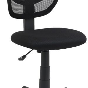 Amazon Basics Low Back Office Chair, Breathable Mesh, Height Adjustable, Padded Seat, Rolling Wheels, Swivel, Back Support, Sturdy, 21.25″ D x 22.5″ W x 38″ H, Black