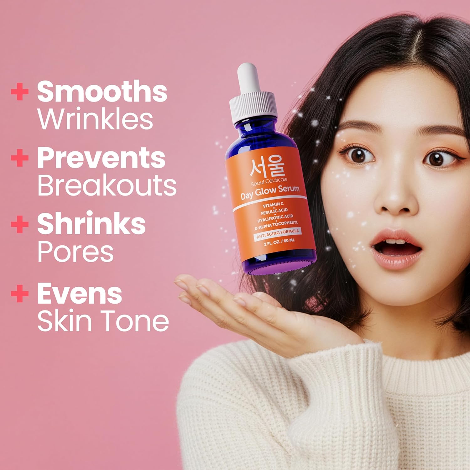 SeoulCeuticals Korean Skin Care Korean- 20% Vitamin C Hyaluronic Acid Serum + CE Ferulic Acid - Potent Anti Aging, Anti Wrinkle Korean Beauty 1oz - Image 2