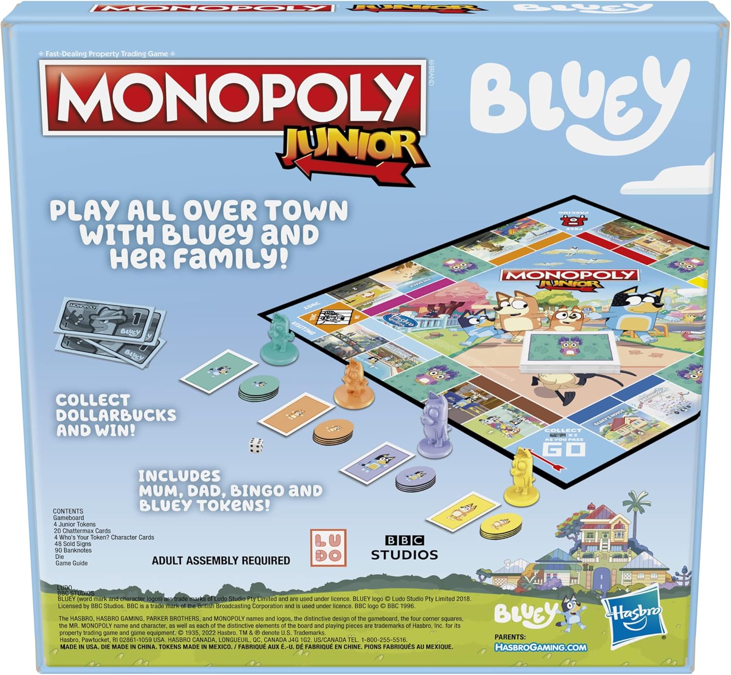 Hasbro Gaming Monopoly Junior Bluey Edition Board Game | Kids Play as Bluey, Bingo, Mum & Dad for Girls & Boys | Ages 5+ (Amazon Exclusive) - Image 2