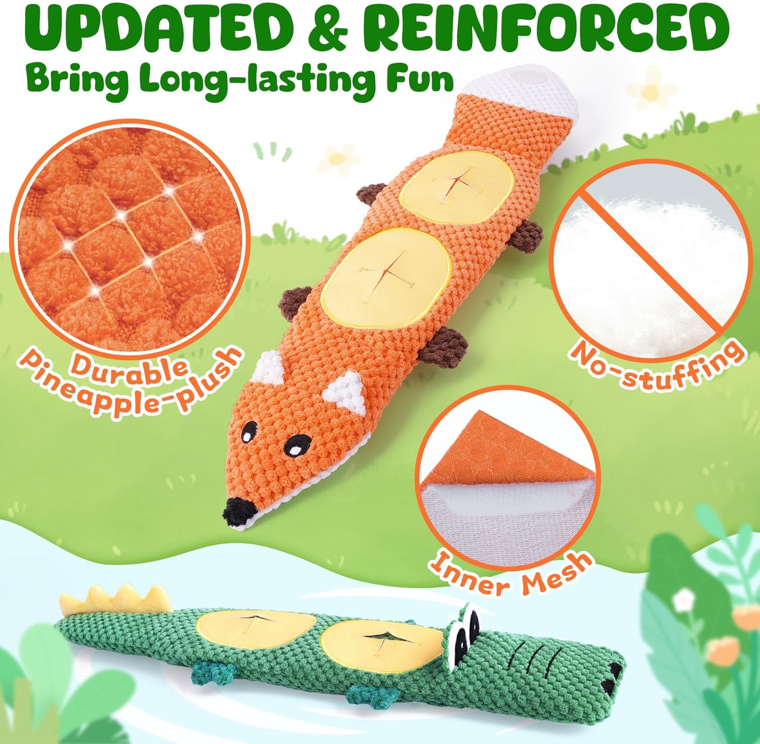 XIUGOAL Dog Toys for Aggressive Chewers, 2 Pack No Stuffing Dog Toys for Boredom and Teething, Squeaky Chew Toy for Small, Medium Breed to Keep Them Busy - Image 4