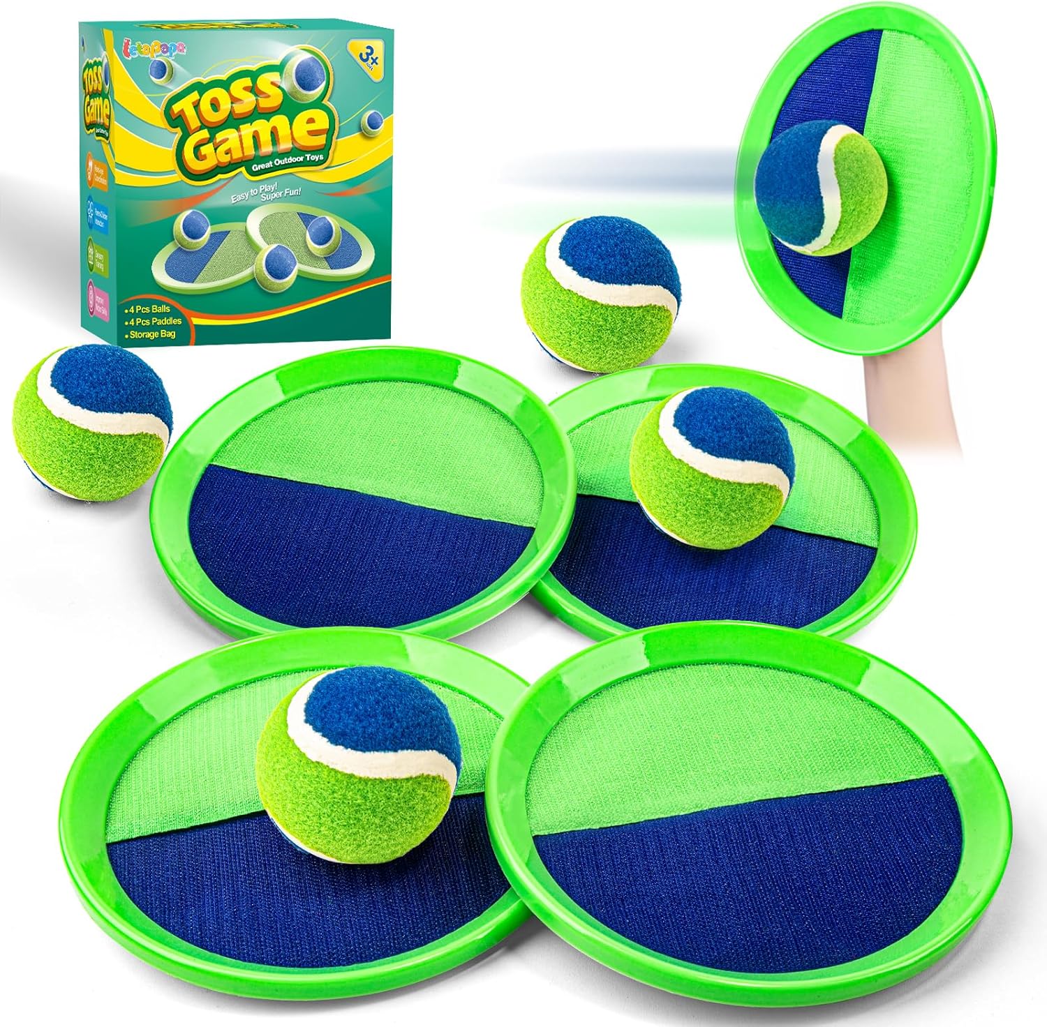 Toss and Catch Ball Set, Pool Beach Outdoor Toys Games for Kids Ages 4-8-12, 4 Paddles 4 Balls and Storage Bag, Summer Yard Outdoor Game for Adult Family, Birthday Easter Gift for Kids Toss and Catch Ball Set, Pool Beach Outdoor Toys Games for Kids Ages 4-8-12, 4 Paddles 4 Balls and Storage Bag, Summer Yard Outdoor Game for Adult Family, Birthday Easter Gift for Kids