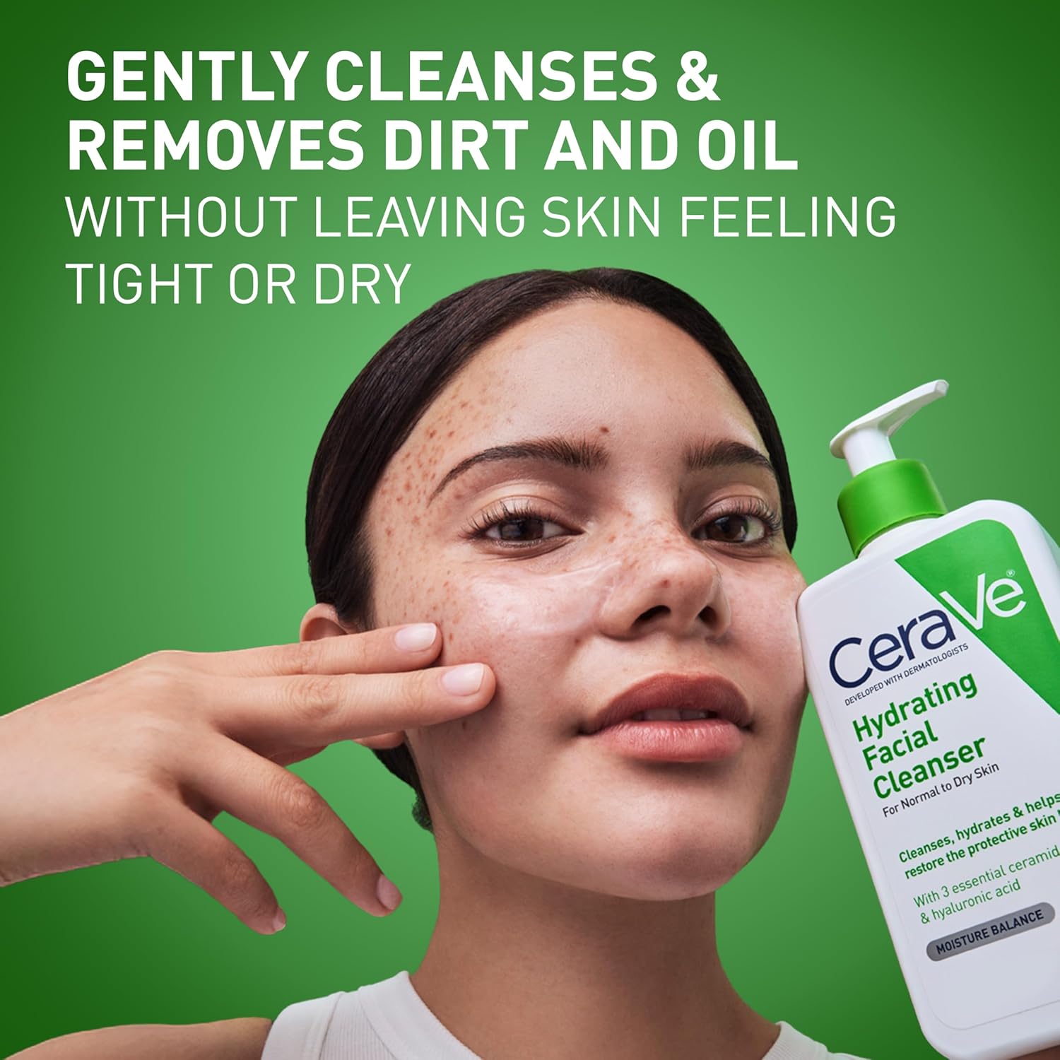CeraVe Hydrating Facial Cleanser, Moisturizing Face Wash For Dry Skin, Hyaluronic Acid + Ceramides + Glycerin, Hydrating Cleanser For Normal To Dry Skin, National Eczema Association Certified, 19 Oz - Image 2
