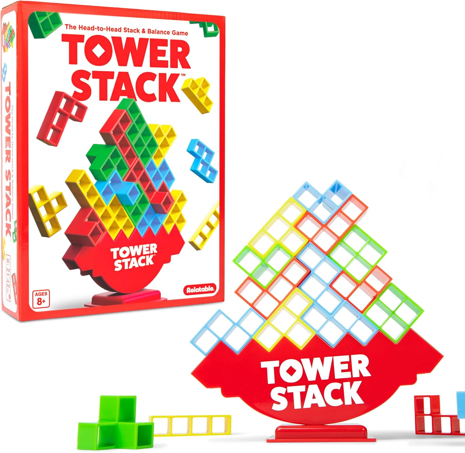Tower Stack By Relatable, Exciting Tower Game for Kids & Adults Family Game Night, Fun Stacking and Building Toys, Includes 36 Cards, 24 Blocks, 1 Tower Body, 1 Tower Stand, and Instructions Tower Stack By Relatable, Exciting Tower Game for Kids & Adults Family Game Night, Fun Stacking and Building Toys, Includes 36 Cards, 24 Blocks, 1 Tower Body, 1 Tower Stand, and Instructions