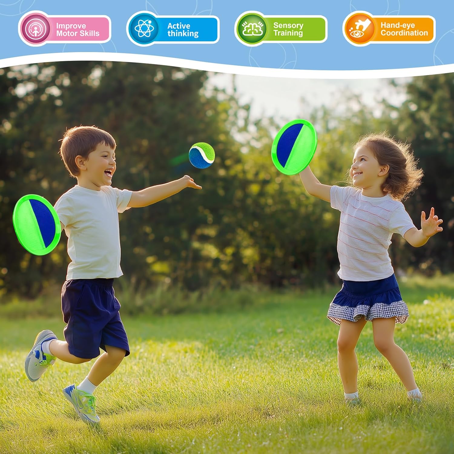 Toss and Catch Ball Set, Pool Beach Outdoor Toys Games for Kids Ages 4-8-12, 4 Paddles 4 Balls and Storage Bag, Summer Yard Outdoor Game for Adult Family, Birthday Easter Gift for Kids - Image 7