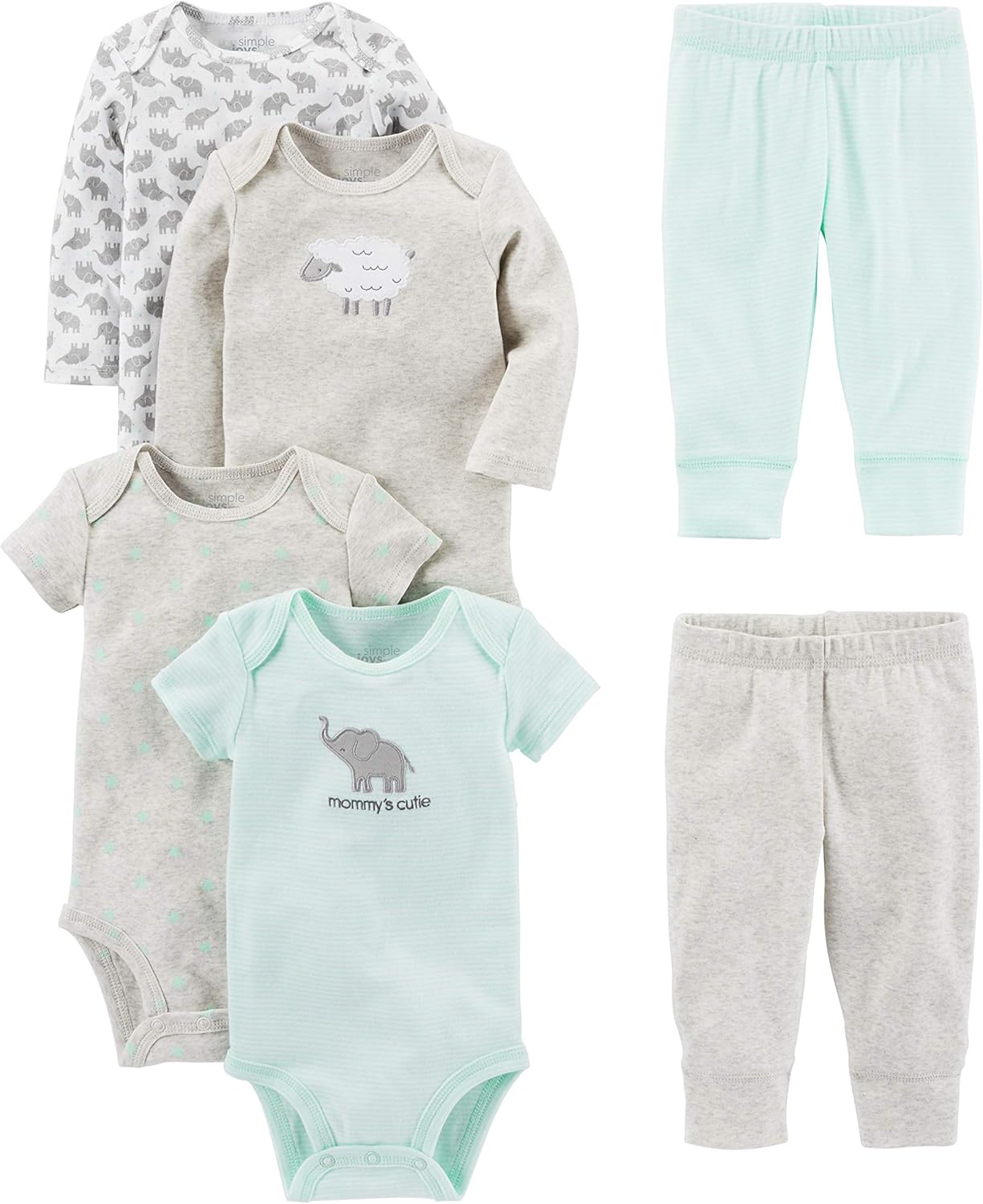Simple Joys by Carter's Baby 6-piece Bodysuits (Short and Long Sleeve) and Pants Set - Image 3