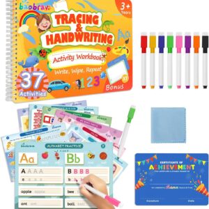 Baobrava Preschool Learning Activities, 37 Themes Tracing Activity Books Ages 3-8, Toddler Handwriting Practice, Letter Tracing, Kindergarten Workbooks, Travel Game for Trip, Christmas Birthday Gifts