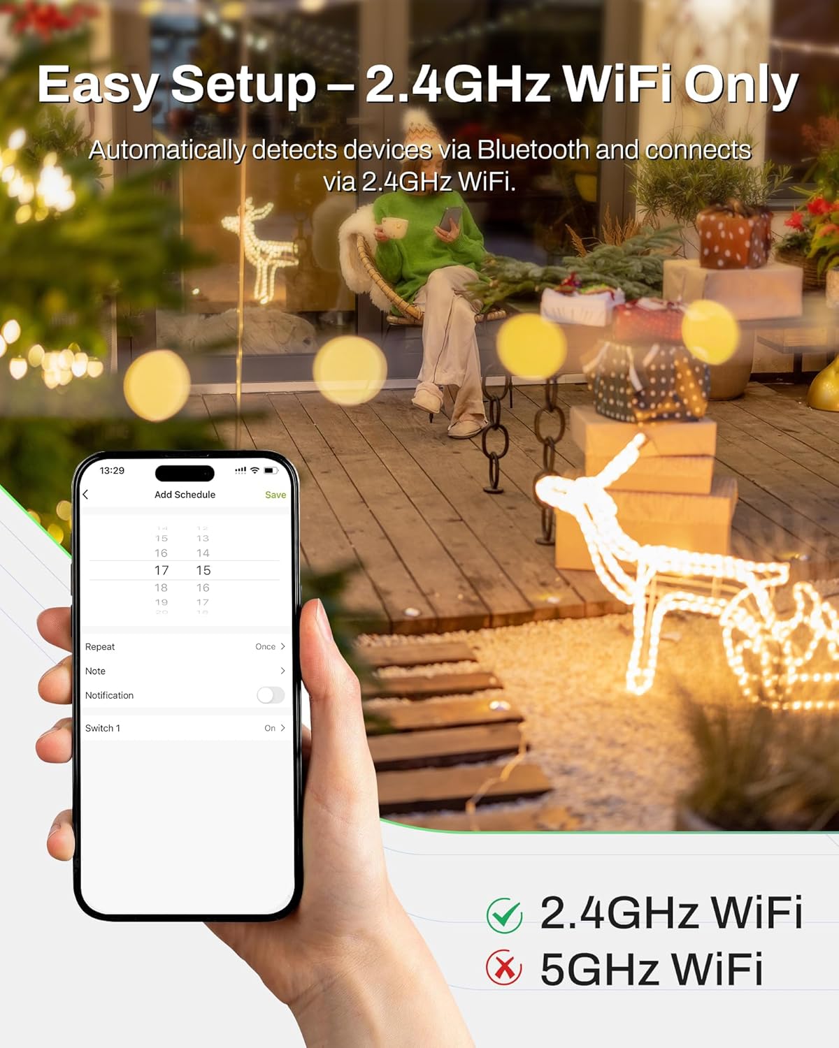 BN-LINK Smart WiFi Heavy Duty Outdoor Outlet, Timer and Countdown Function, No Hub Required for Outdoor Lights, Compatible with Alexa and Google Assistant (Outdoor) 2.4 GHz Network only - Image 3