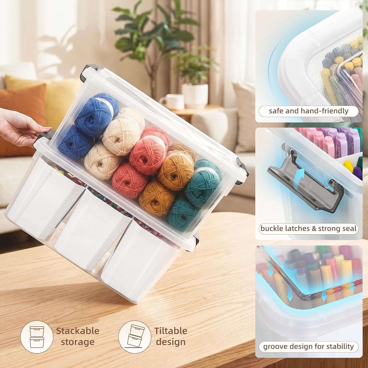 Citylife 17 QT Plastic Storage Bins Clear Storage Box with Lids Multipurpose Stackable Storage Containers for Organizing Tool, Craft, Crayon - Image 5