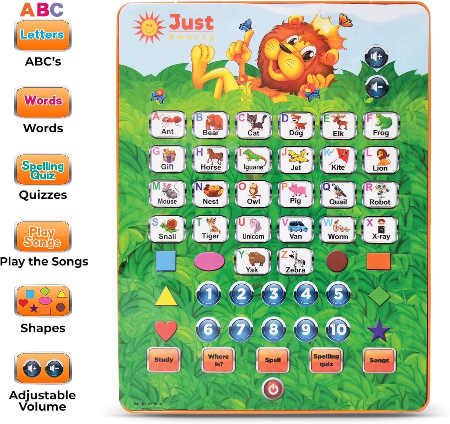 Just Smarty Alphabet Tablet to Learn Letters, ABC, Numbers, Shapes, Colors, Music & Words, Interactive Toddler Learning & Education Toys for Kids - Gifts for Age 3 4 5 Year Old Boys and Girls - Image 3