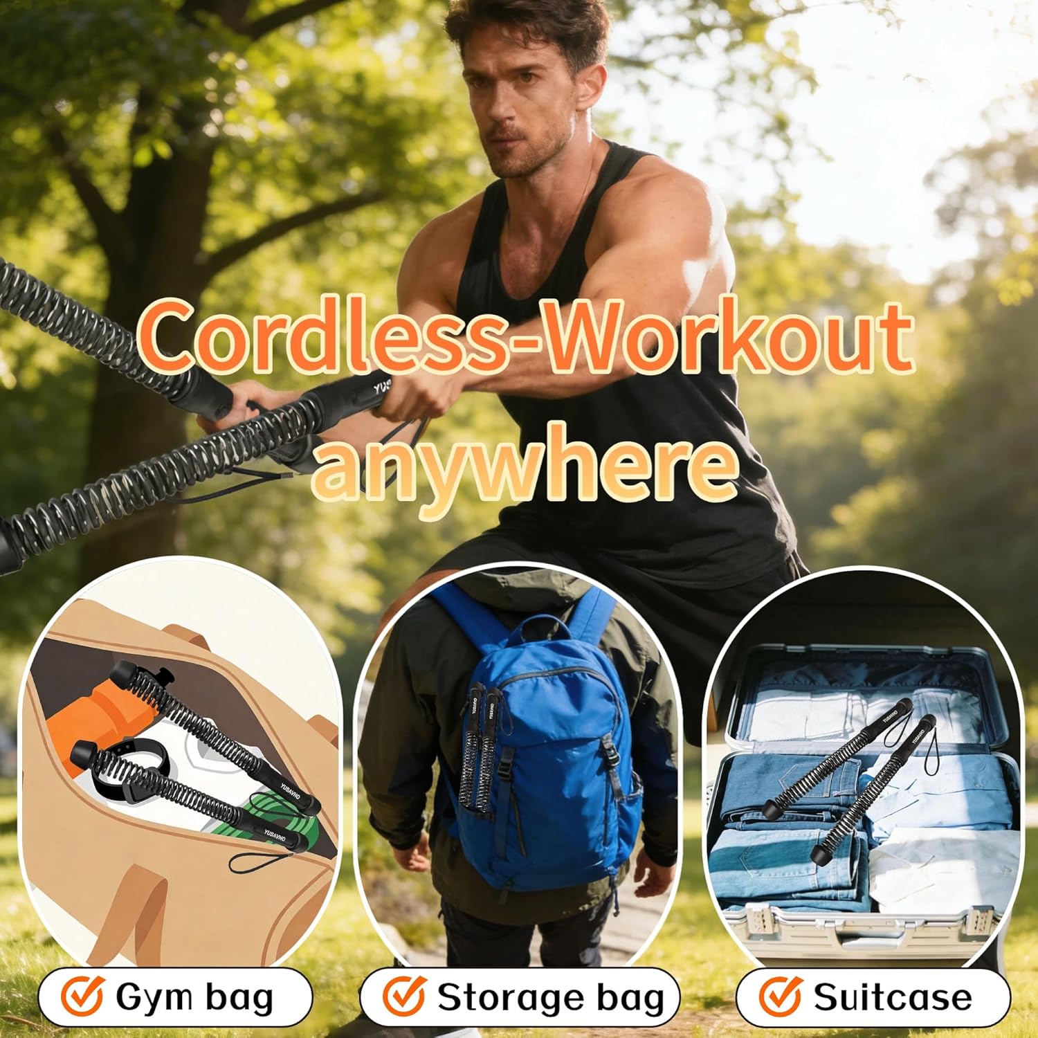 Ropeless Battle Ropes for Home Gym-Portable Cordless Training Rope Fitness Equipment for Men&Women,Weighted Workout Gear for Upper Body Cardio,Low-Impact Exercise Ropes for Small Spaces (Black) - Image 7