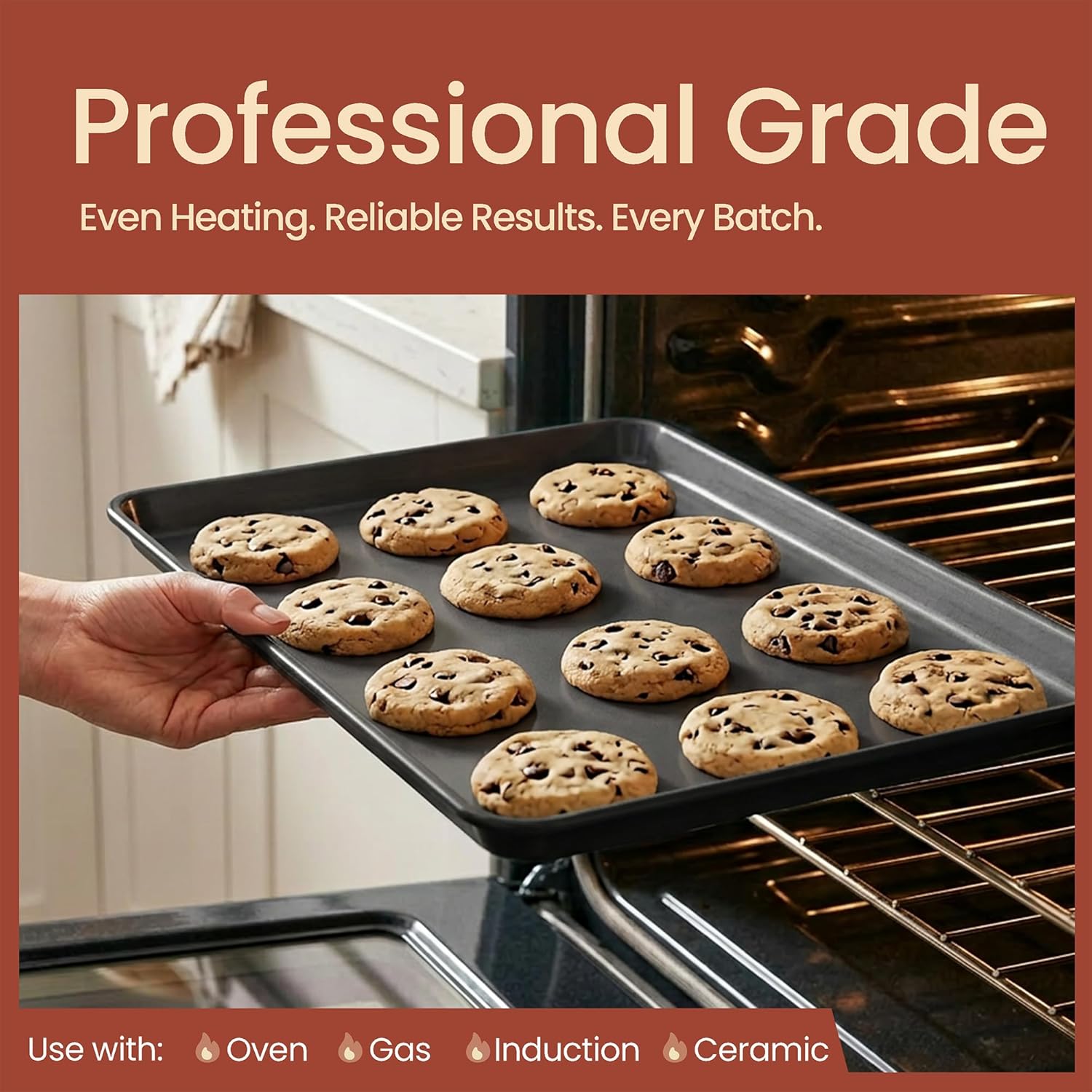 Bakken 8-Piece Ceramic Coated Bakeware Sets, Nonstick Aluminized Steel Pans with Muffin, Loaf, Cake, Roasting Pan, & Cooling Rack, Oven Safe Up To 500°F, Dishwasher Safe, BPA, PTFE & PFAS Free, Black - Image 3