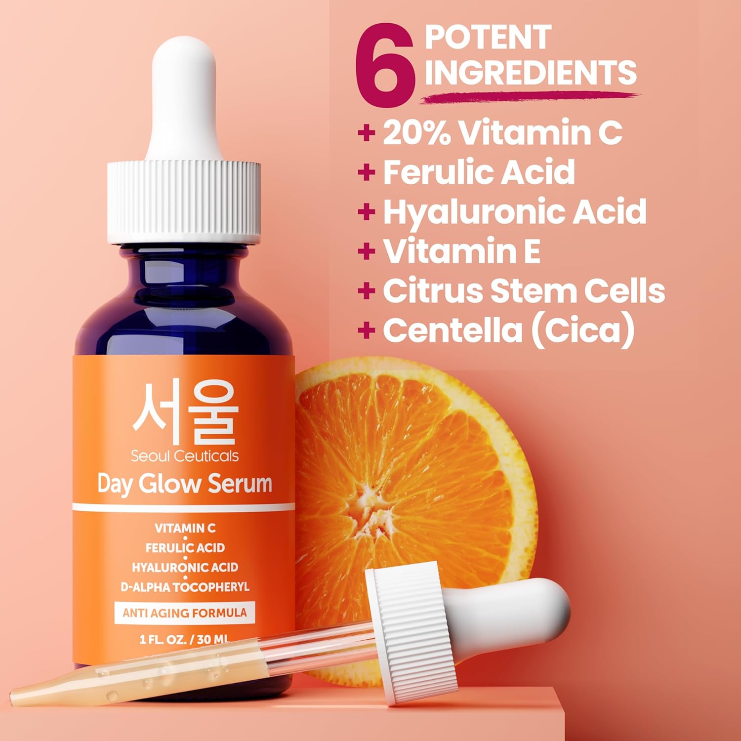 SeoulCeuticals Korean Skin Care Korean- 20% Vitamin C Hyaluronic Acid Serum + CE Ferulic Acid - Potent Anti Aging, Anti Wrinkle Korean Beauty 1oz - Image 6