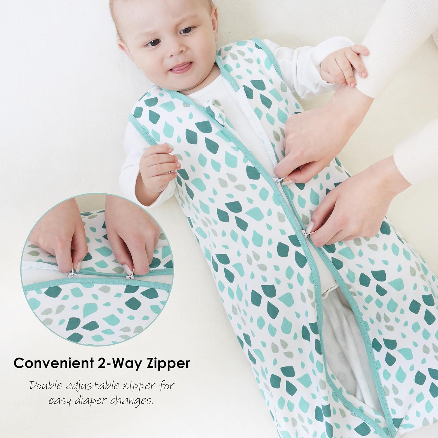 Cute Castle Baby Sleep Sack 18-24 Months - Lightweight 100% Cotton 2-Way Zipper TOG 0.5 Infant Wearable Blanket, Newborn Essentials Toddler Sleep Clothes (3 Pack Green) - Image 5