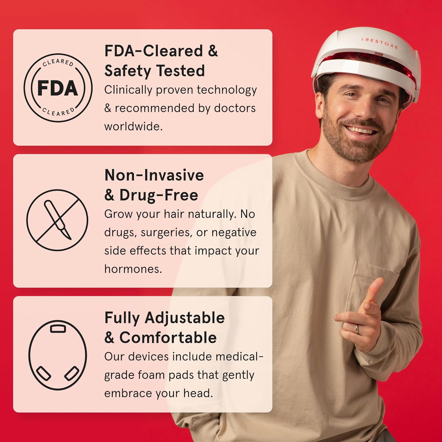 iRestore Essential - Laser Red Light Therapy for Hair Growth - FDA Cleared Hair Loss, Hair Thinning & Alopecia Treatment for Men & Women - Laser Cap for Hair Regrowth Stimulate Denser Fuller Hair - Image 7