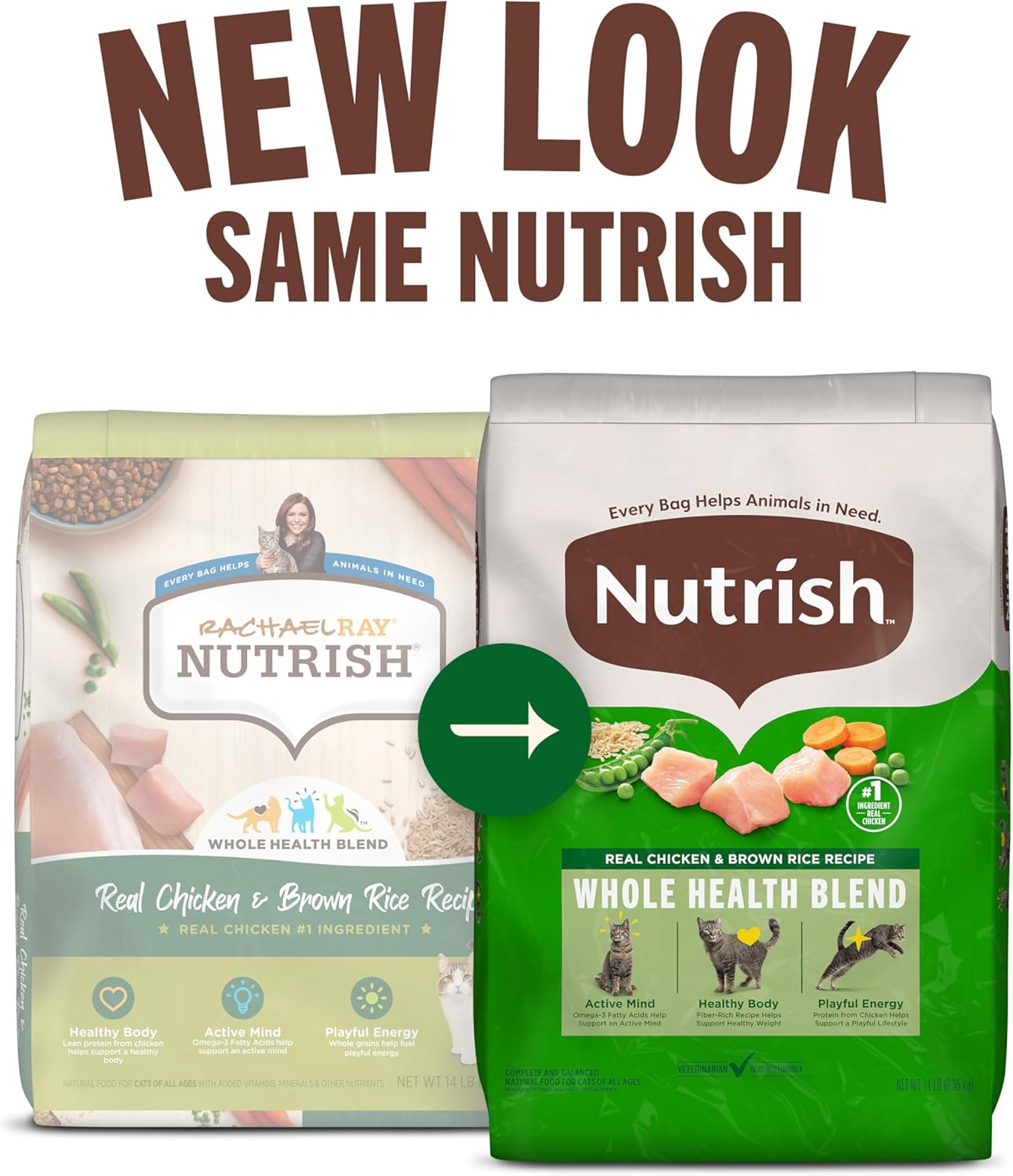 Nutrish Premium Natural Dry Cat Food, Real Chicken & Brown Rice Recipe, 14 Pounds (Packaging May Vary), (Rachael Ray Nutrish) - Image 2