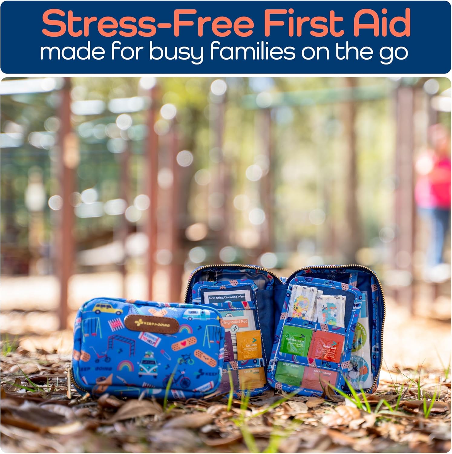 KeepGoing Travel First Aid Kit for Kids – 130 Pc. for Car, Home, Purse, Diaper Bag & Backpack with Latex-Free Bandages - Mini First Aid Kit Travel Size TSA-Approved - Image 5