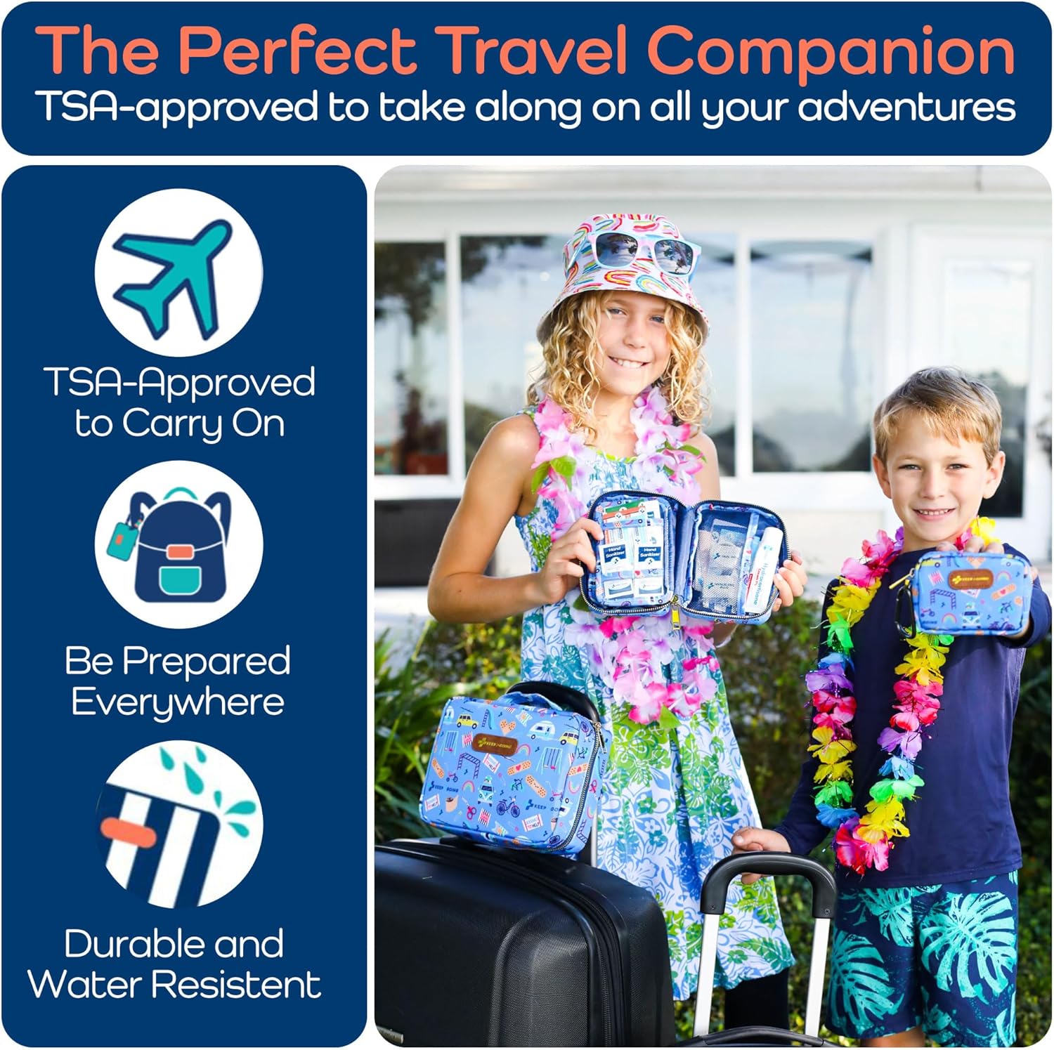 KeepGoing Travel First Aid Kit for Kids – 130 Pc. for Car, Home, Purse, Diaper Bag & Backpack with Latex-Free Bandages - Mini First Aid Kit Travel Size TSA-Approved - Image 3