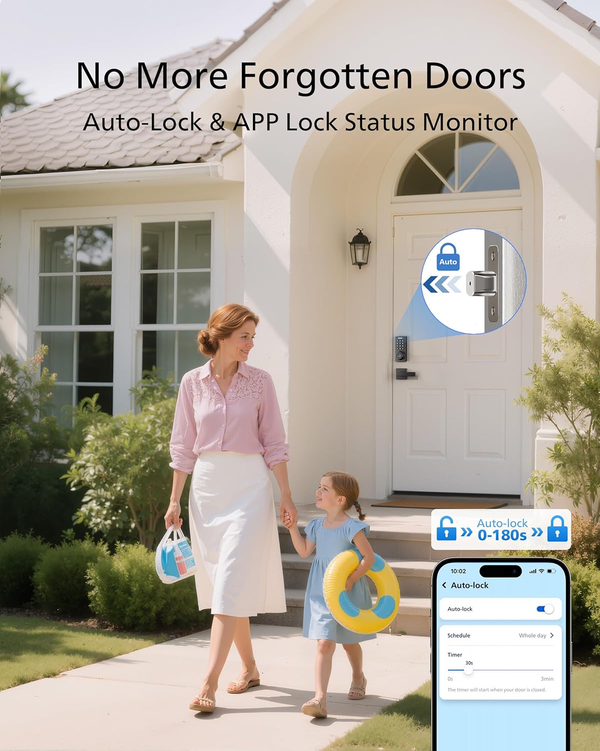 Philips WiFi Keypad Door Lock with Handle, Built-in WiFi, APP Remote Control, Voice & Fingerprint Unlock, Smart Locks for Front Door with Auto Lock, Digital Front Door Lock Set, Keyless Entry Deadbolt - Image 7