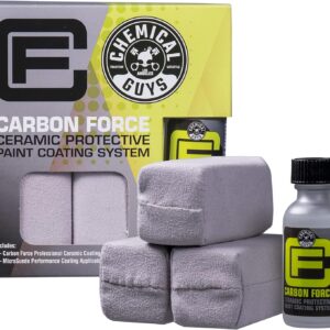 Chemical Guys Carbon Force Ceramic Protective Paint Coating System, Professional-Grade Protection, Gloss and Durability, Ceramic Coating Kit with 3 Microsuede Applicators, 1 fl oz