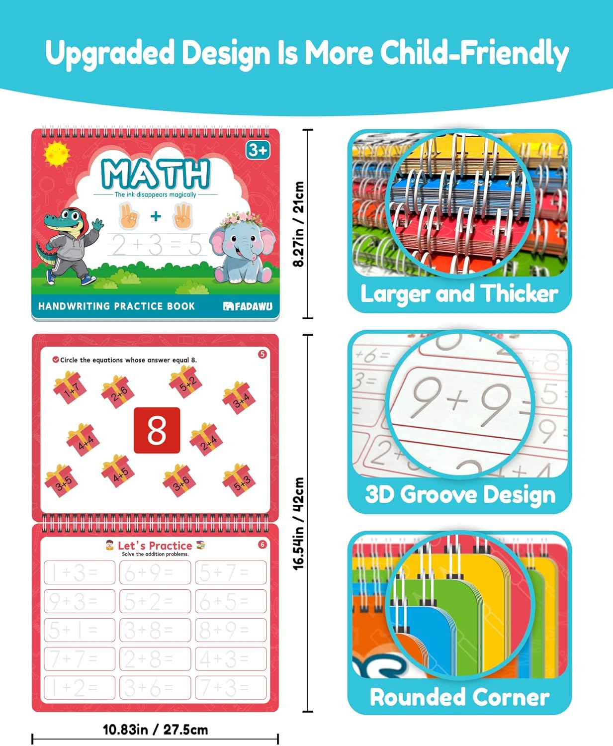 Magic Grooved Writing Practice Books for Kids, Large Grooved Handwriting Copybook, Reusable Learn to Write Number Letter Preschool Tracing Workbook for Kids Ages 3-8, Birthday Gifts Toys - Image 6