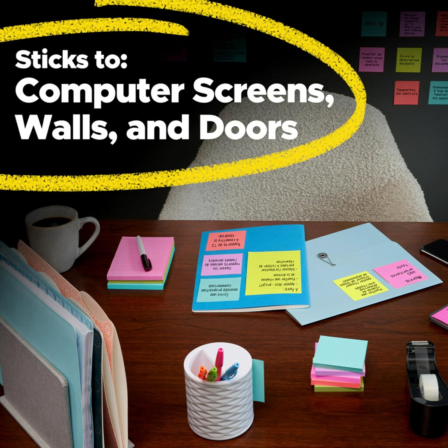 Post-it Super Sticky Notes, 24 Sticky Note Pads, 3 x 3 in., School Supplies, Office Products, Sticky Notes for Vertical Surfaces, Monitors, Walls and Windows, Energy Boost Collection - Image 8