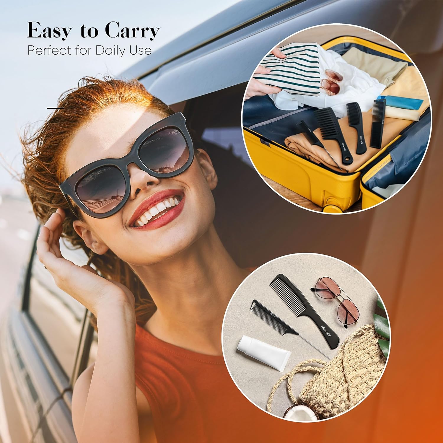 SALONSILK 4PCS Professional Comb Set, Wide Tooth Rat Tail Fine Tooth Hair Combs, Braiding Cutting Barber Styling Curly Parting Set for Men and Women - Image 6