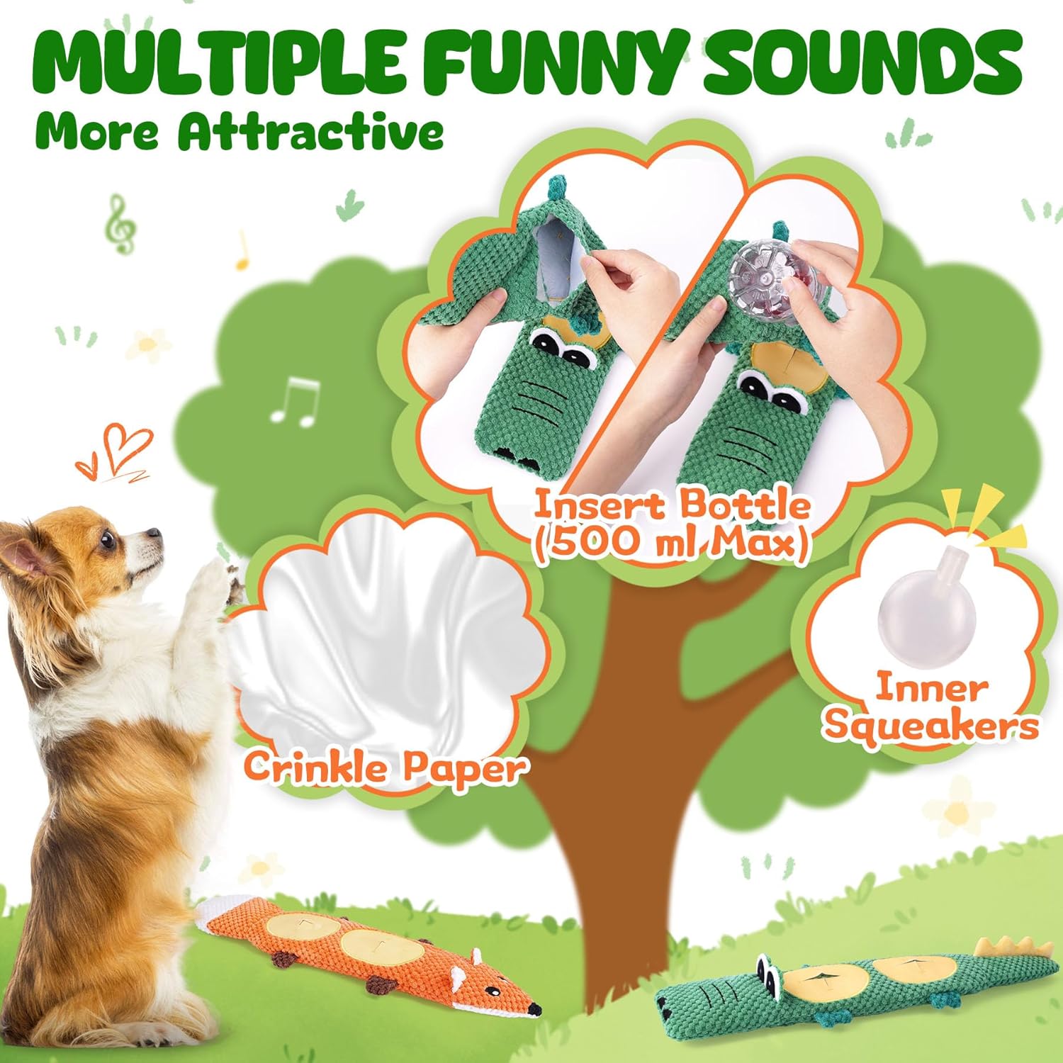 XIUGOAL Dog Toys for Aggressive Chewers, 2 Pack No Stuffing Dog Toys for Boredom and Teething, Squeaky Chew Toy for Small, Medium Breed to Keep Them Busy - Image 5