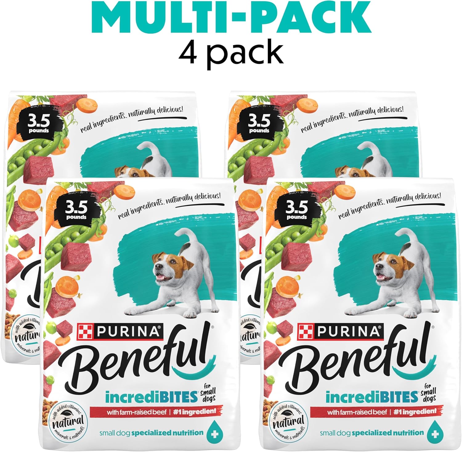 Purina Beneful Incredibites With Farm-Raised Beef Natural Small Breed Dry Dog Food With Added Vitamins, Minerals and Nutrients - (Pack of 4) 3.5 lb. Bags - Image 2