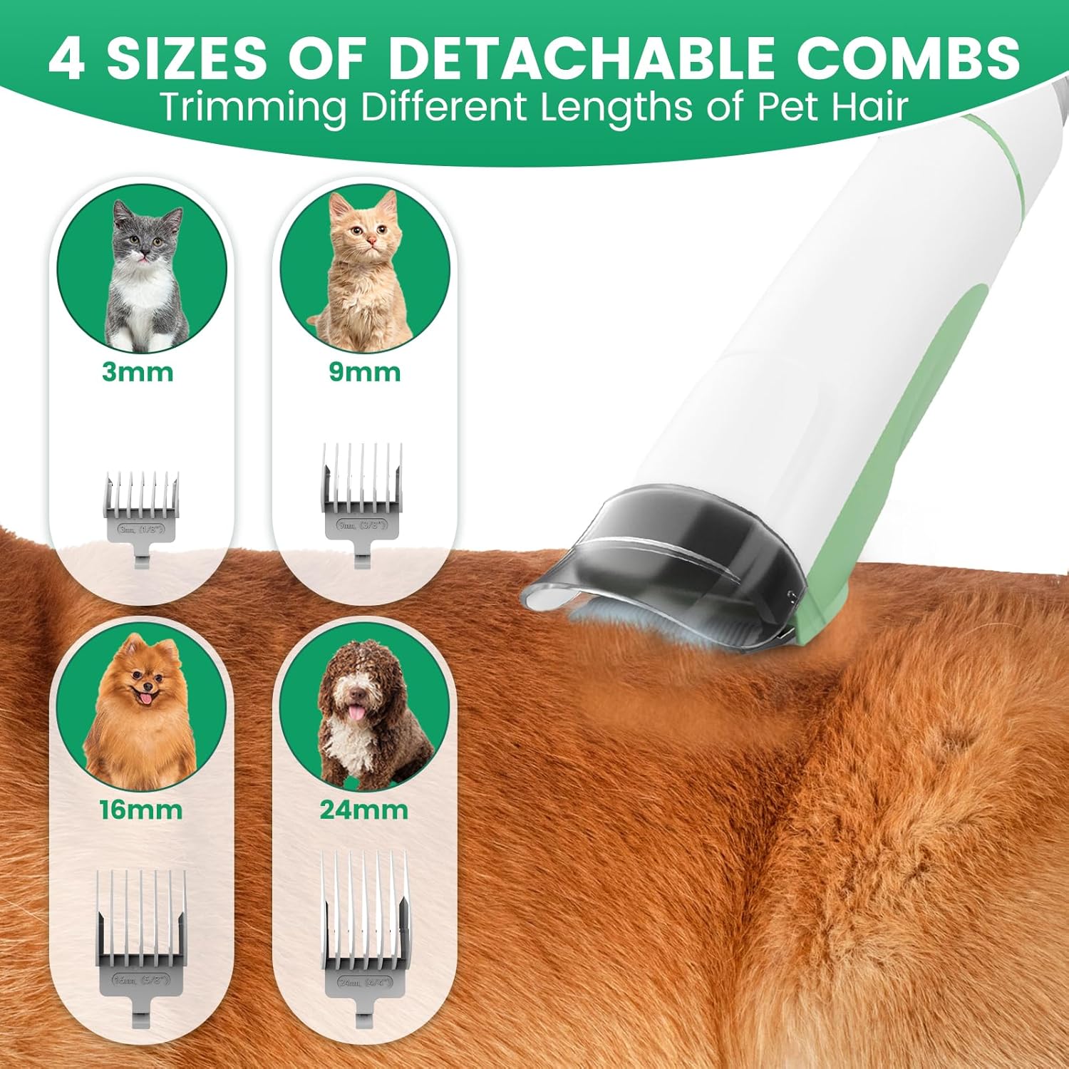 Dog Grooming Vacuum, Pet Grooming Kit with Clipper Nail Trimmer Grinder, 2.5L Dust Cup 7 Grooming Tools 11000Pa Dog Hair Vacuum for Shedding Grooming, Home Cleaning, PG50 Plus - Image 6