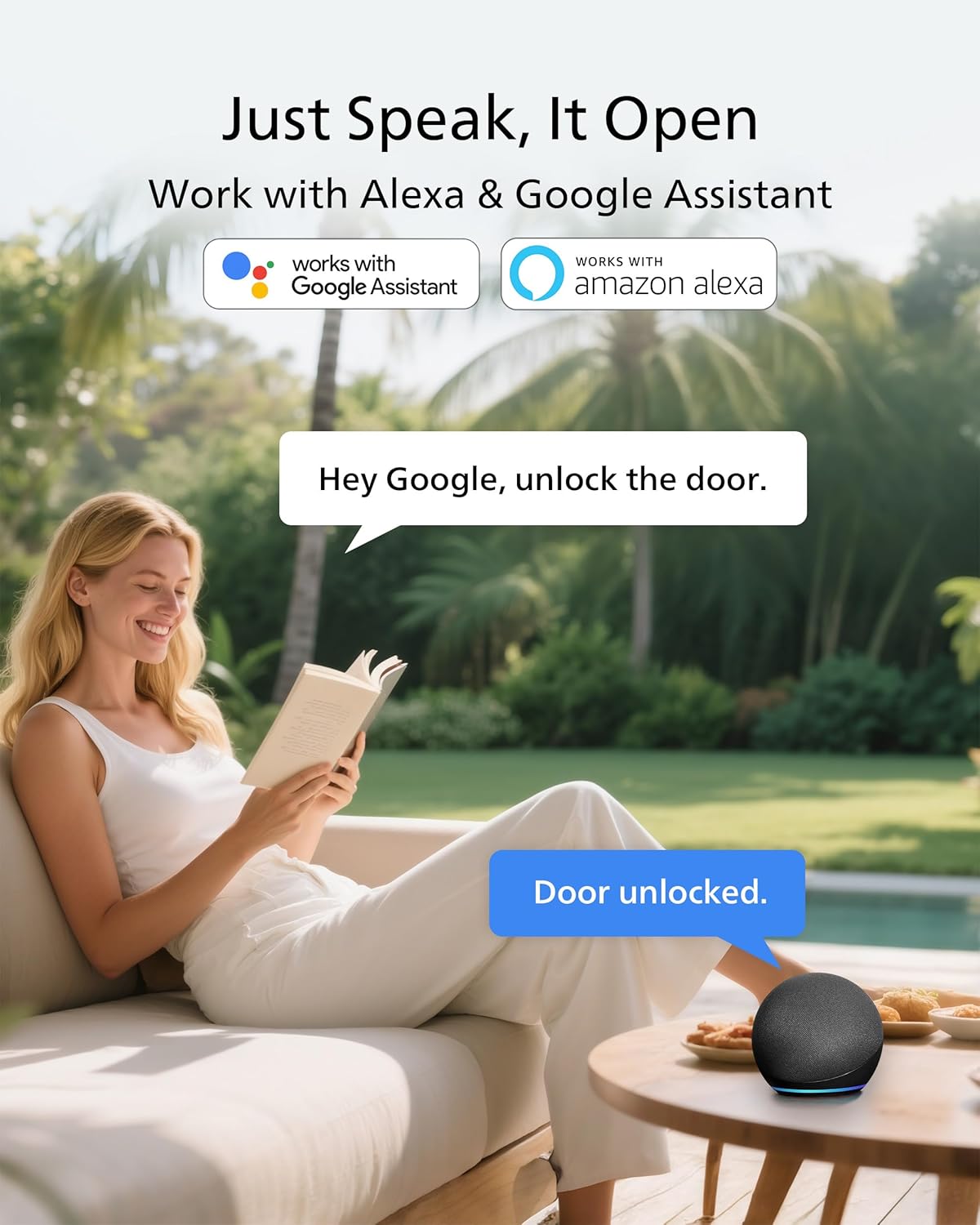 Philips WiFi Keypad Door Lock with Handle, Built-in WiFi, APP Remote Control, Voice & Fingerprint Unlock, Smart Locks for Front Door with Auto Lock, Digital Front Door Lock Set, Keyless Entry Deadbolt - Image 3