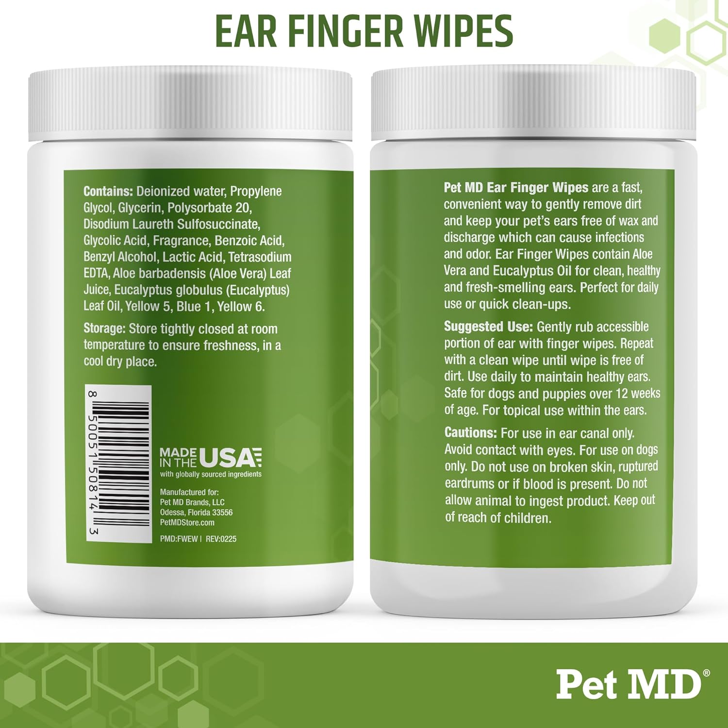 Pet MD Dog Ear Cleaning Wipes – Otic Cleanser for Dogs, Soothing Ear Care with Aloe Vera & Eucalyptus, Finger Wipes, 50 Count - Image 7