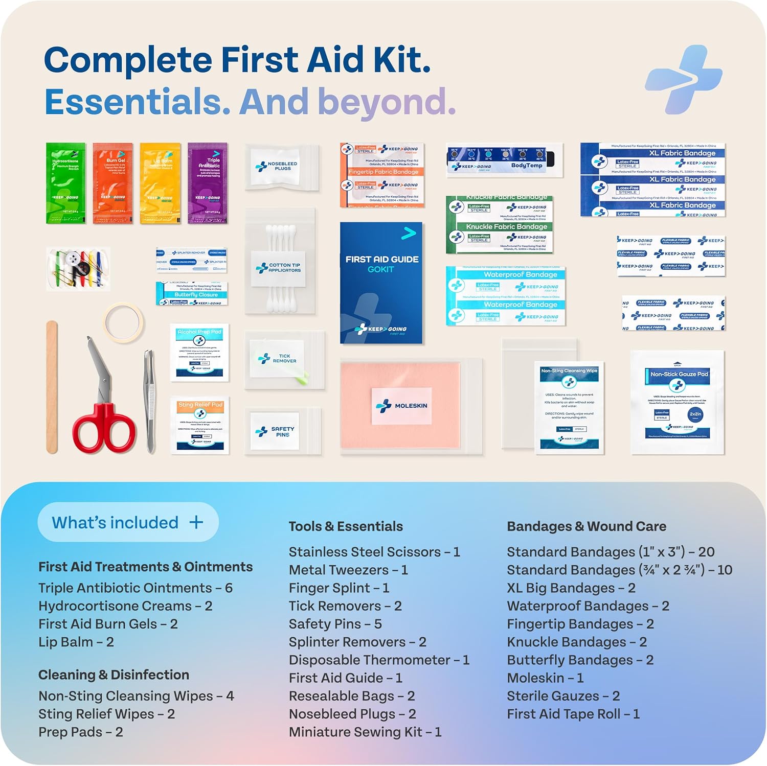 KeepGoing Travel First Aid Kit for Car, Home, Hiking, Camping and Outdoor Emergencies - First Aid Kit Travel Size TSA-Approved - Image 4