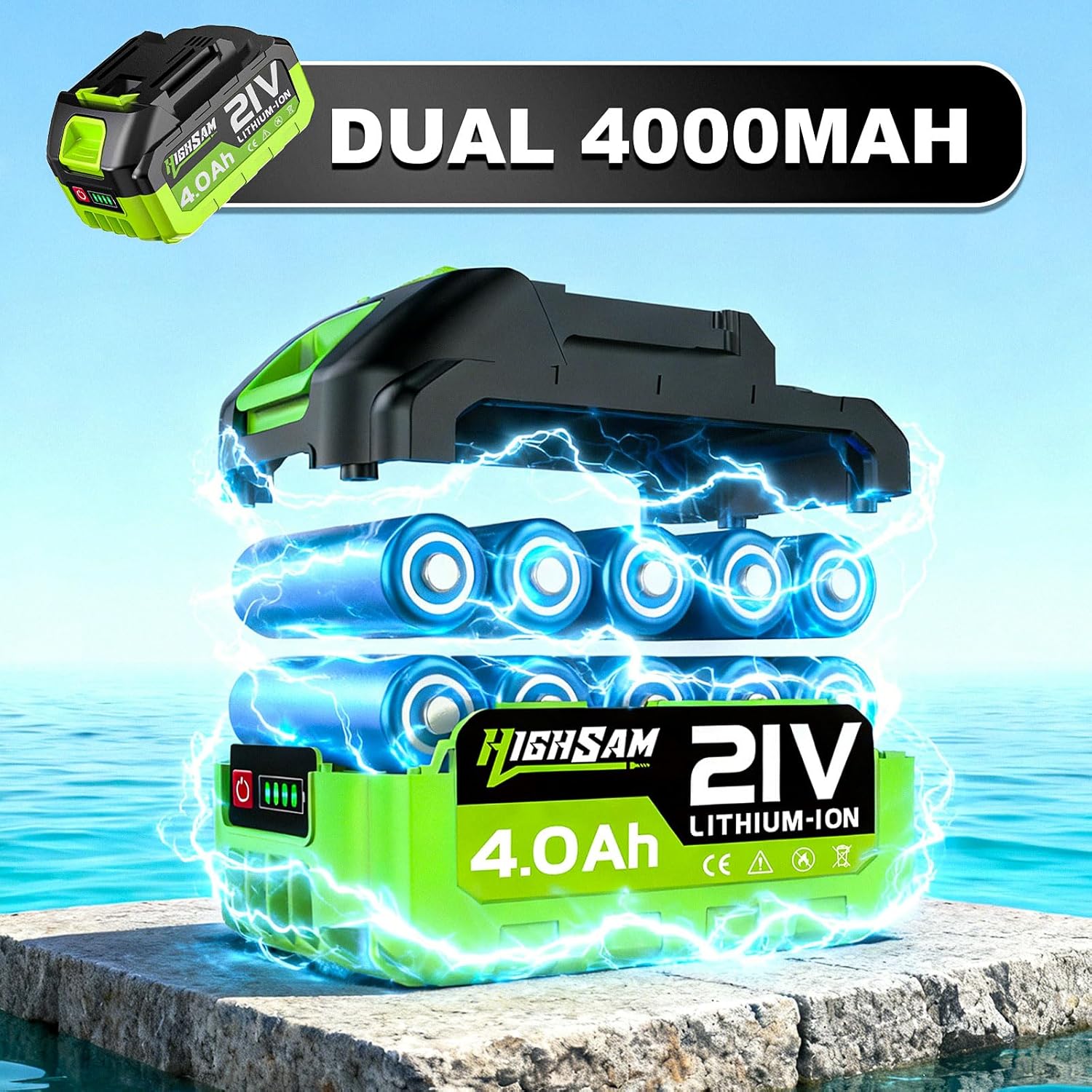 Cordless Portable Washer-Brushless Motor, 2X4000mAh Batteries & Fast Charger, 6-in-1 Nozzle, Rotating Nozzle, 16.4FT Hose & Storage Case, Handheld Car Cleaning Tool for Car/Home/Patio & Garden - Image 6