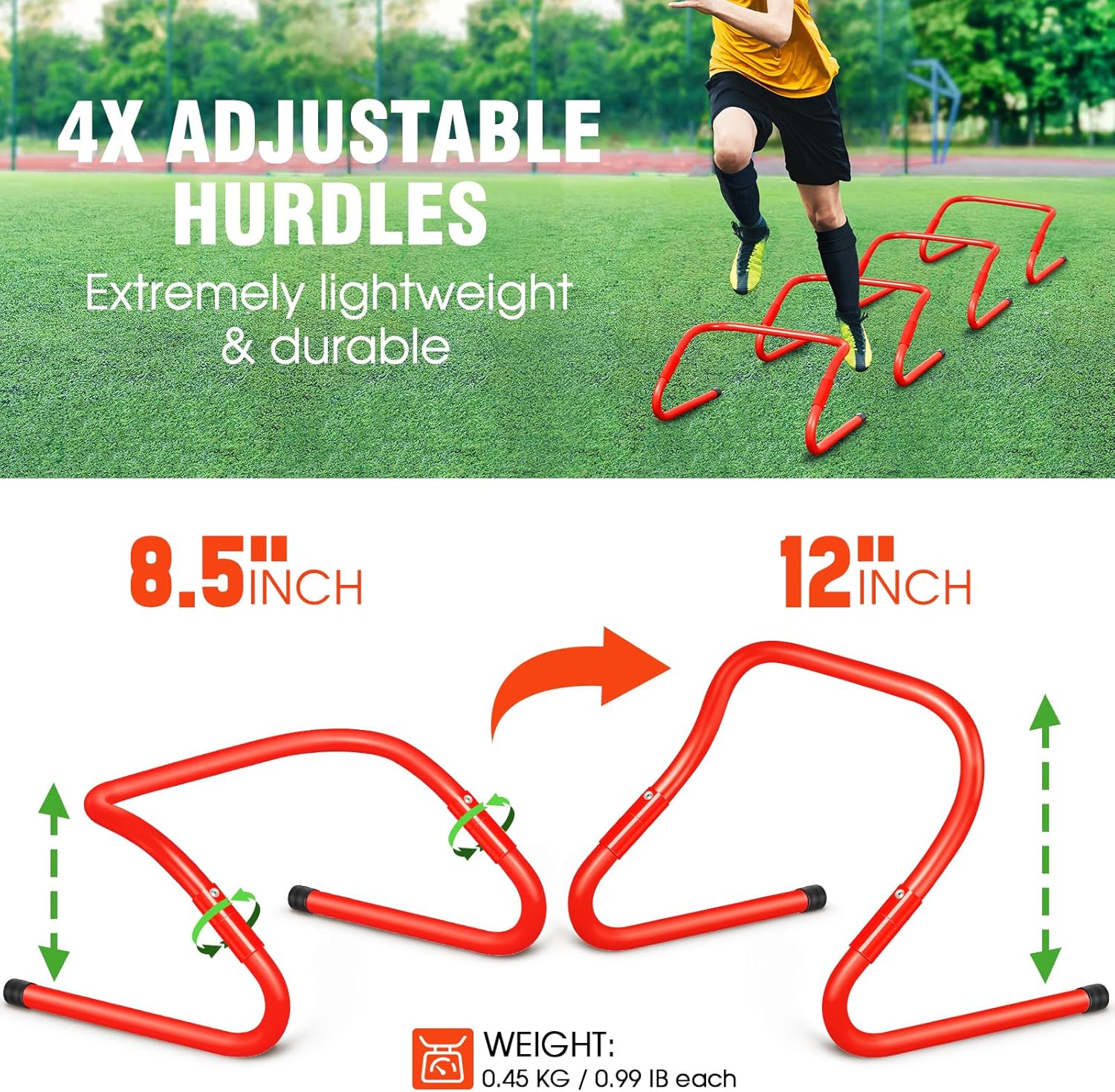 X-UMEUS Agility Ladder Speed Training Equipment Set-20ft Agility Ladder,12 Soccer Cones,4 Hurdles, Jump Rope, Running Parachute| Basketball Football Soccer Training Equipment for Kids Youth Adults - Image 4