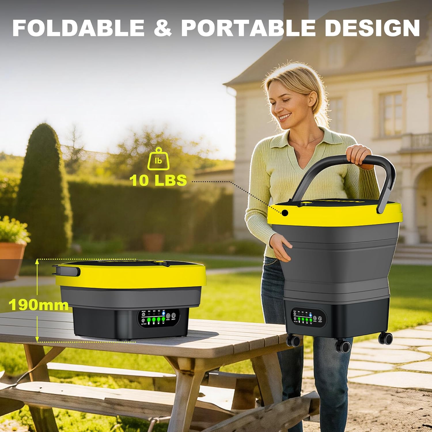 Litekon Portable Cordless Washer, 2x5.0Ah Battery, 4 Adjustable Model with 4.5Gal Tank 10FT Hose, 6-in-1 Nozzle for Car Washer,Patio,Camping - Image 3